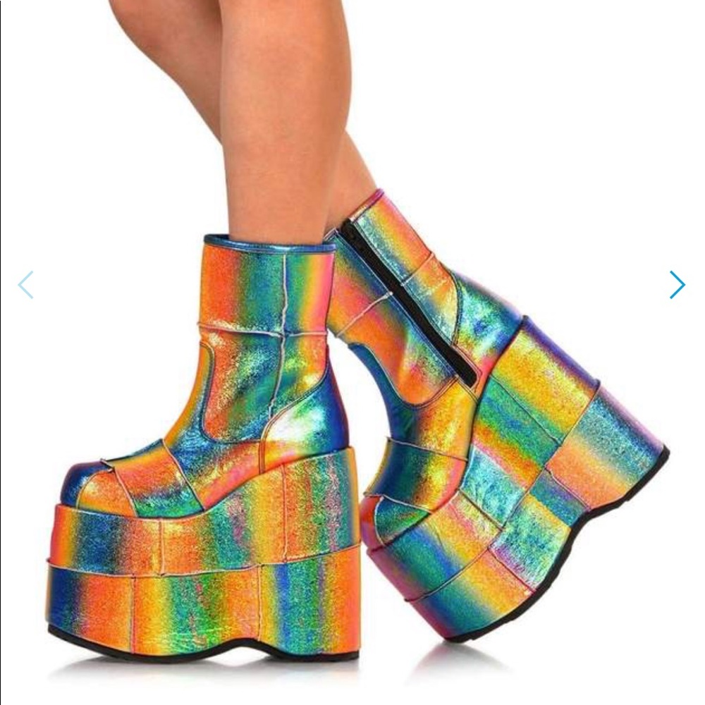 Demonia Rainbow Stacked platform Boots